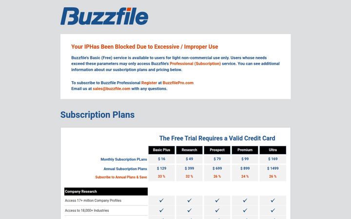 Screenshot of buzzfile.com
