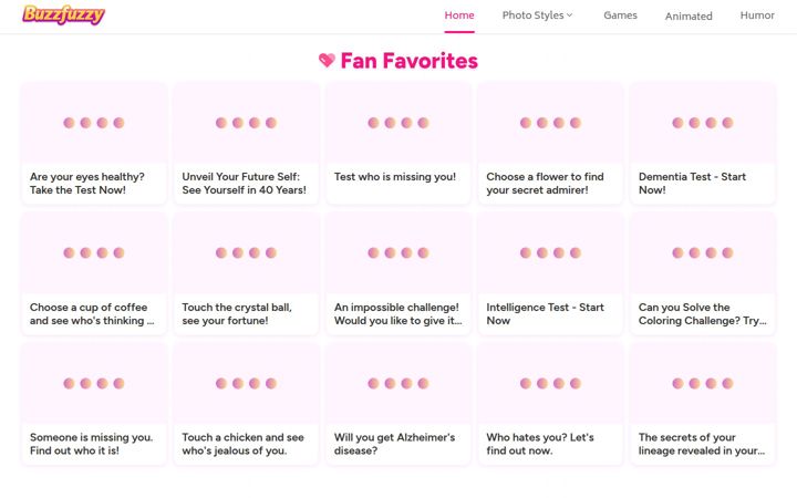 Screenshot van buzzfuzzy.com