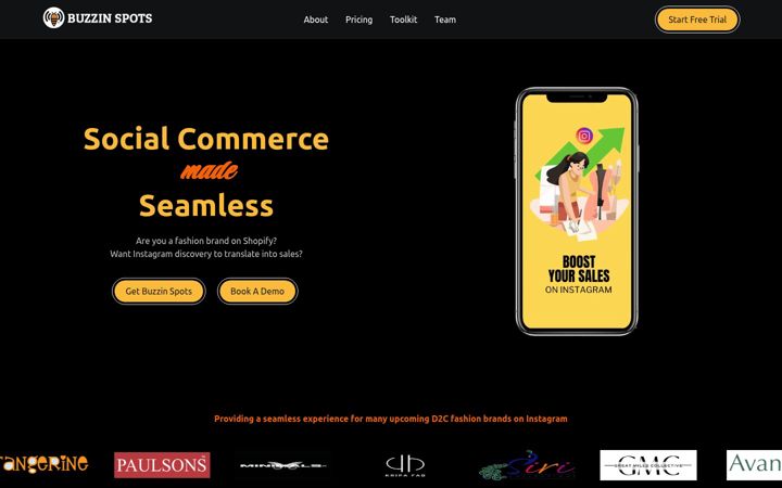 Screenshot of buzzinspots.com