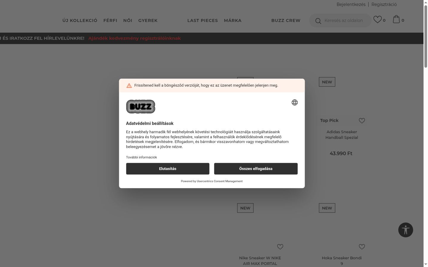 Screenshot of the consent banner shown before any interaction