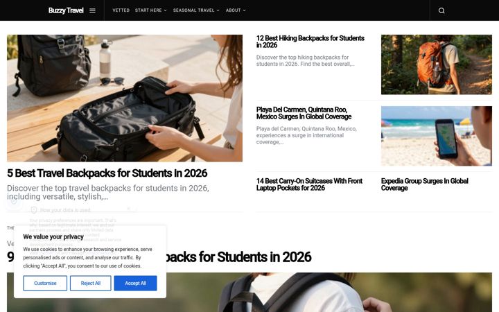 Screenshot of buzzytravel.com