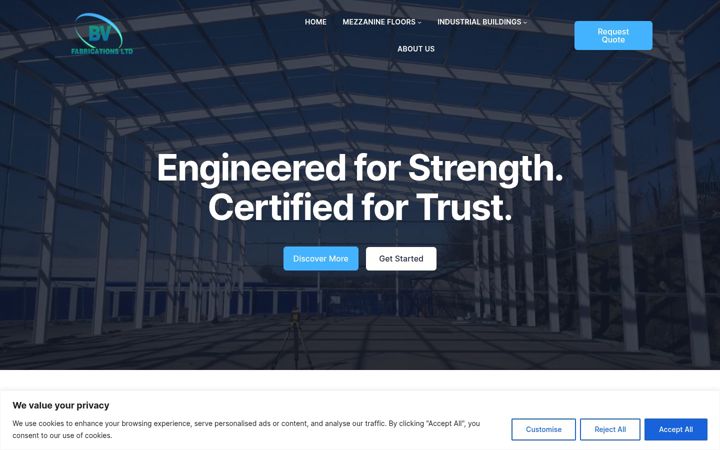 Screenshot of bv-fabrications.co.uk
