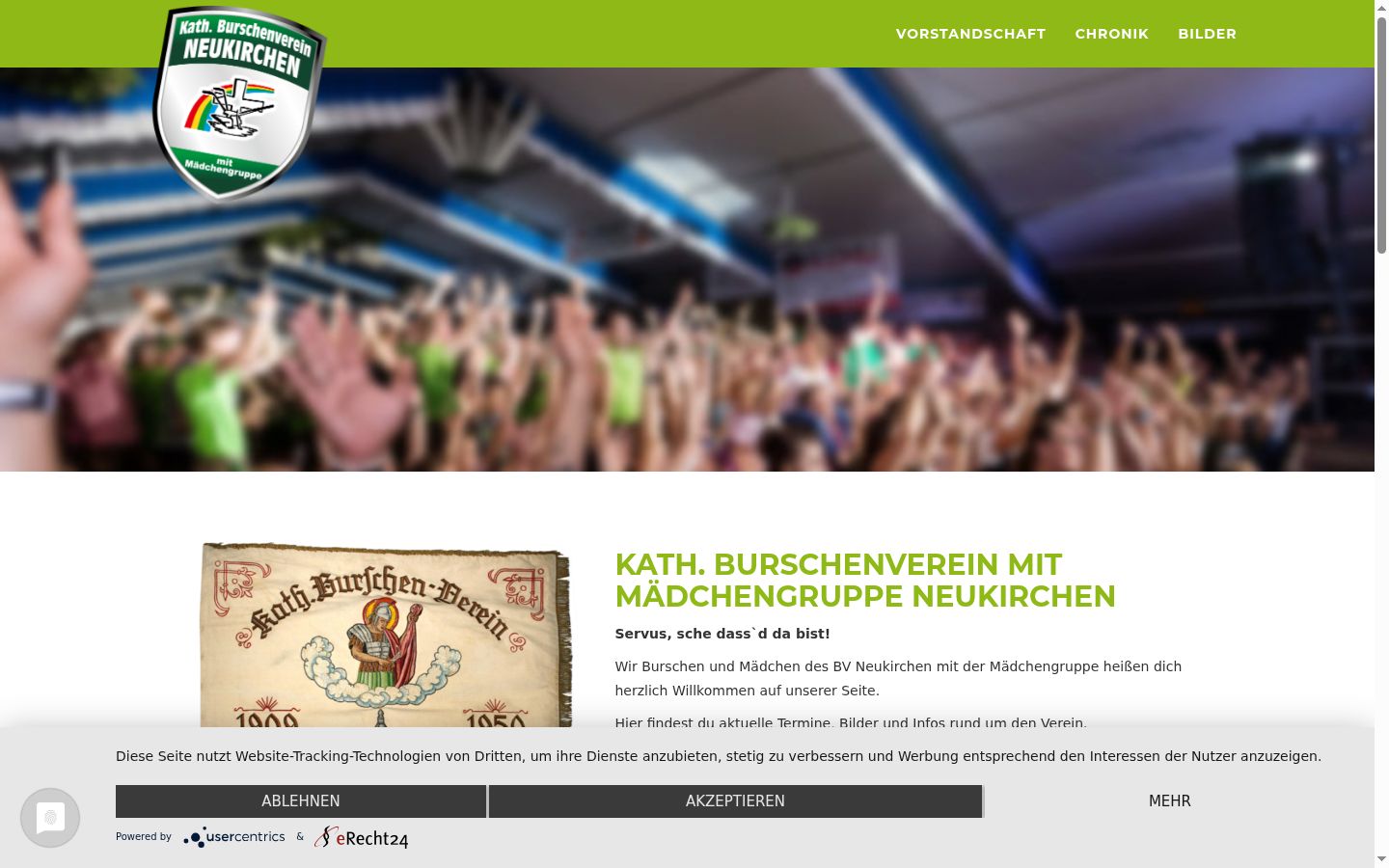 Screenshot of the consent banner shown before any interaction