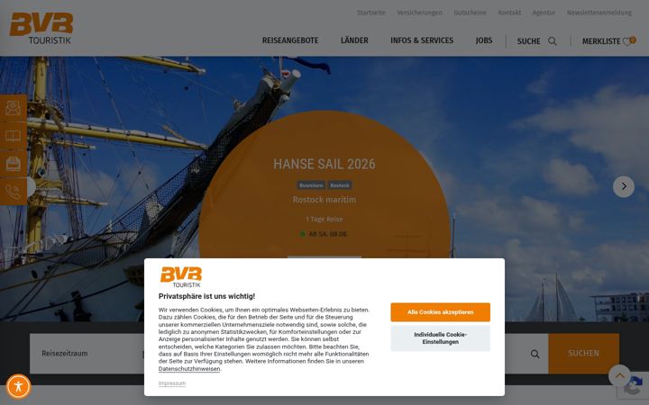 Screenshot of bvb-touristik.de