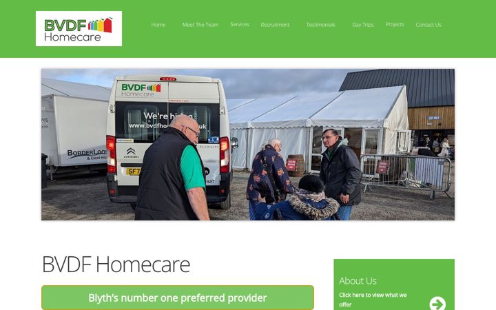 Screenshot of bvdfhomecare.co.uk