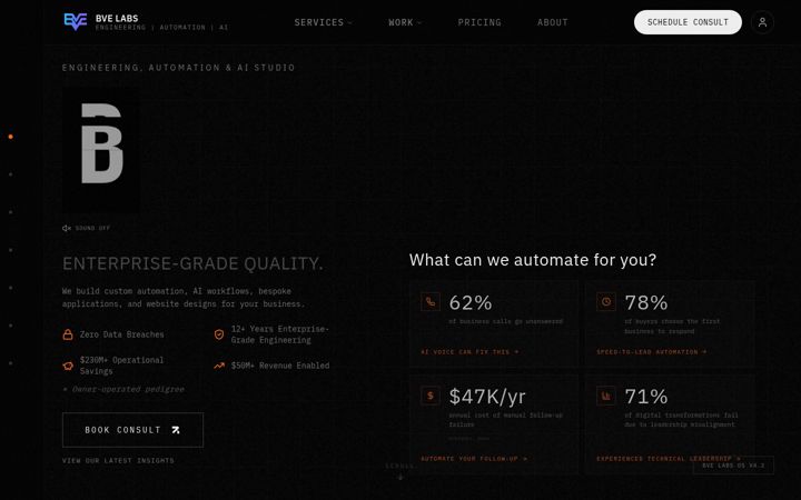 Screenshot of bvelabs.com