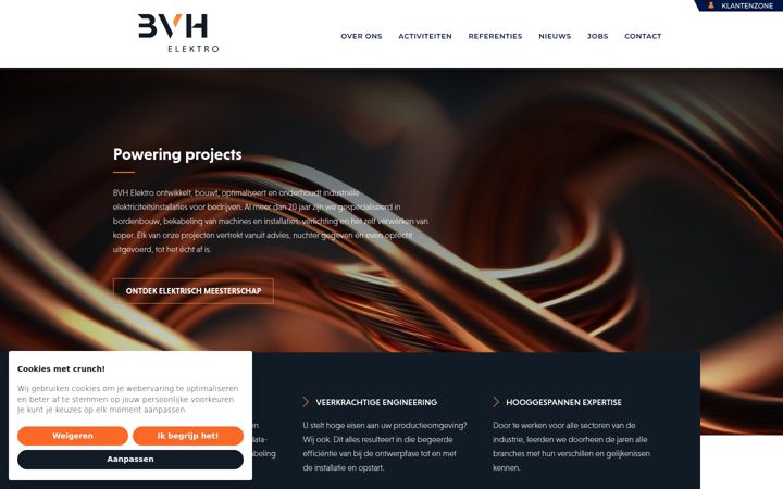 Screenshot van bvhelektro.be