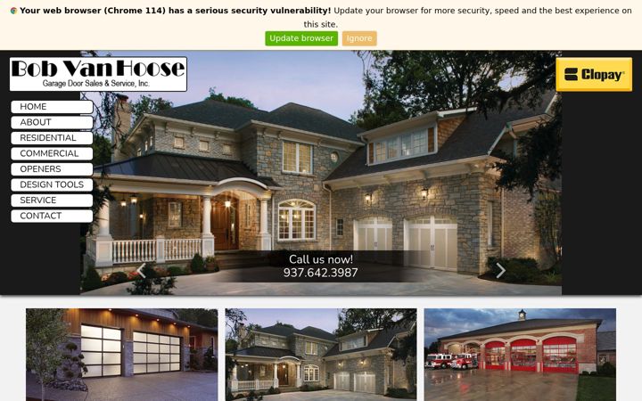 Screenshot of bvhgaragedoors.com