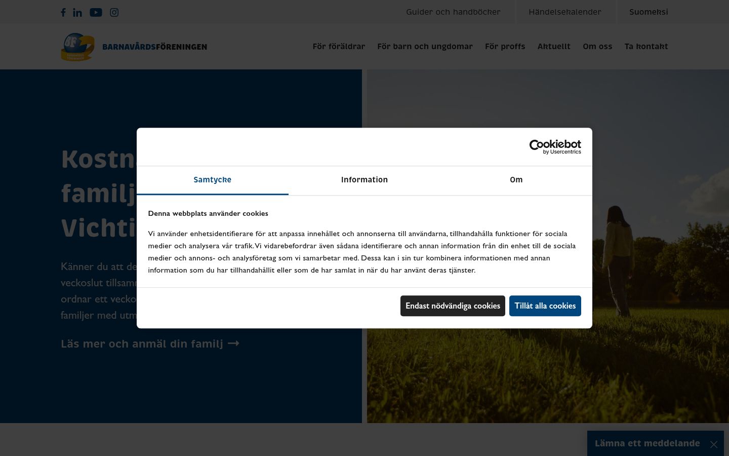 Screenshot des Einwilligungsbanners vor jeglicher Interaktion