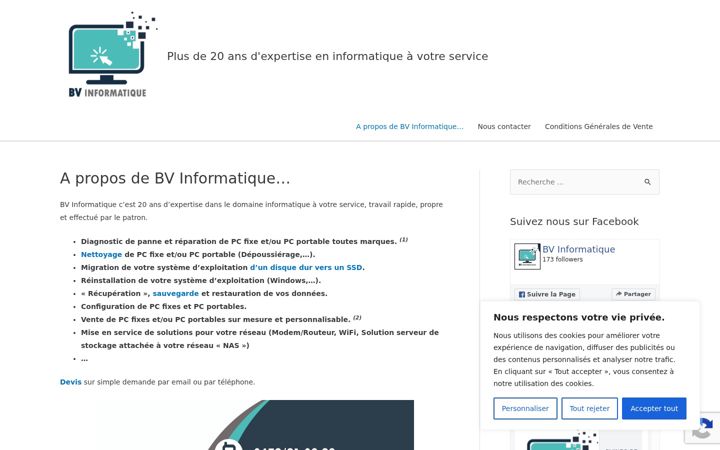 Screenshot van bvinfo.be