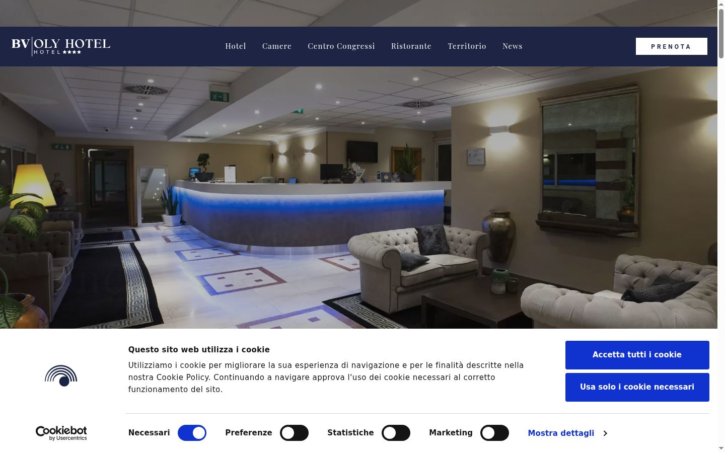 Screenshot del banner di consenso mostrato prima di qualsiasi interazione