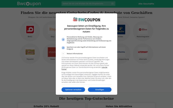 Screenshot of bwcoupon.com
