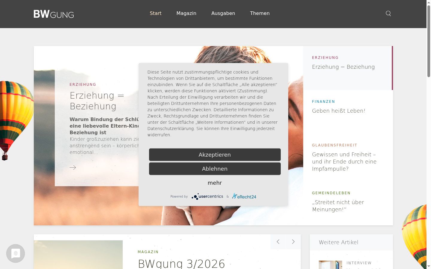 Screenshot of the consent banner shown before any interaction