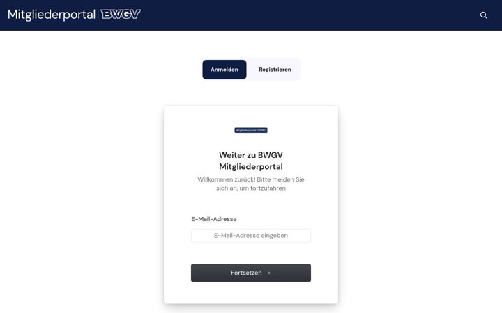 Screenshot of bwgv-mitgliederportal.de