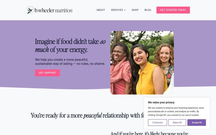 Screenshot of bwheelernutrition.org