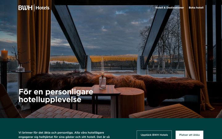 Captură de ecran a bwhhotels.se