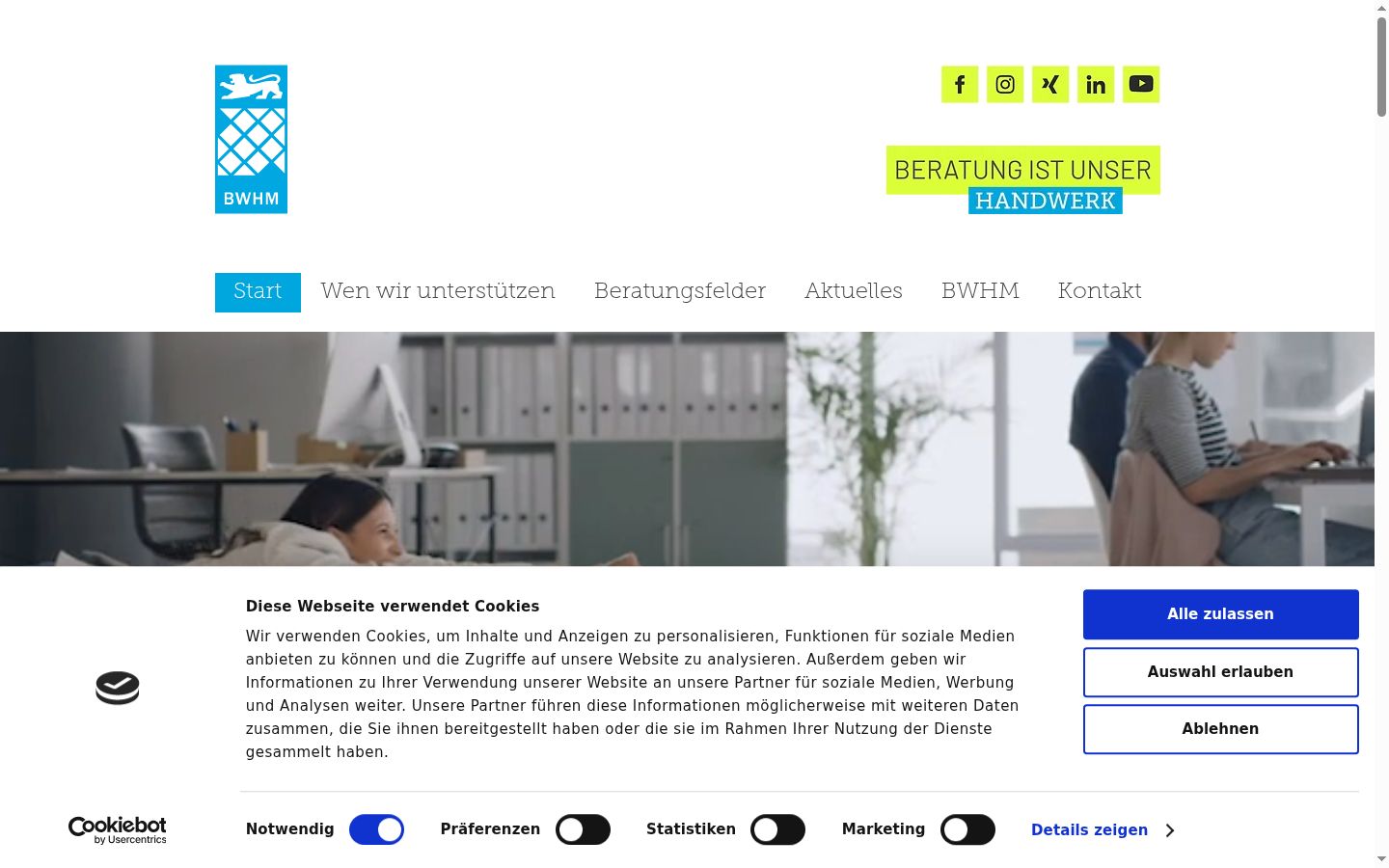 Capture d'écran de la bannière de consentement affichée avant toute interaction