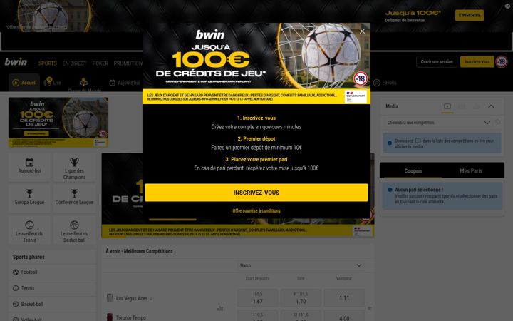 Screenshot of bwin.fr