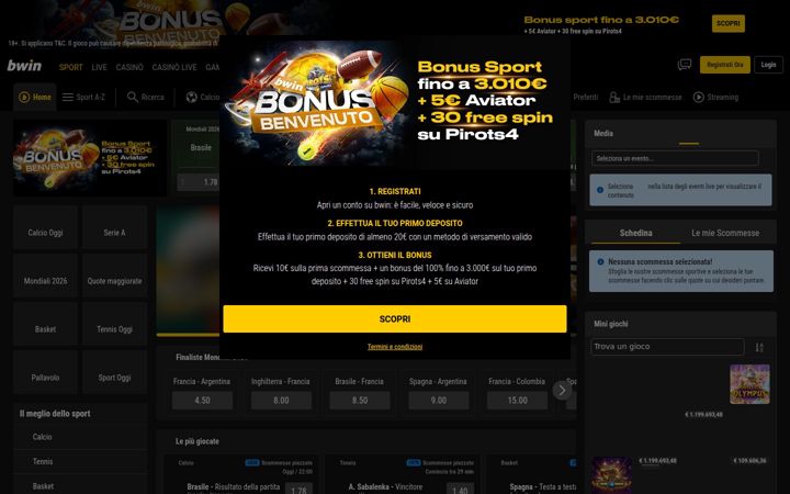 Screenshot of bwin.it
