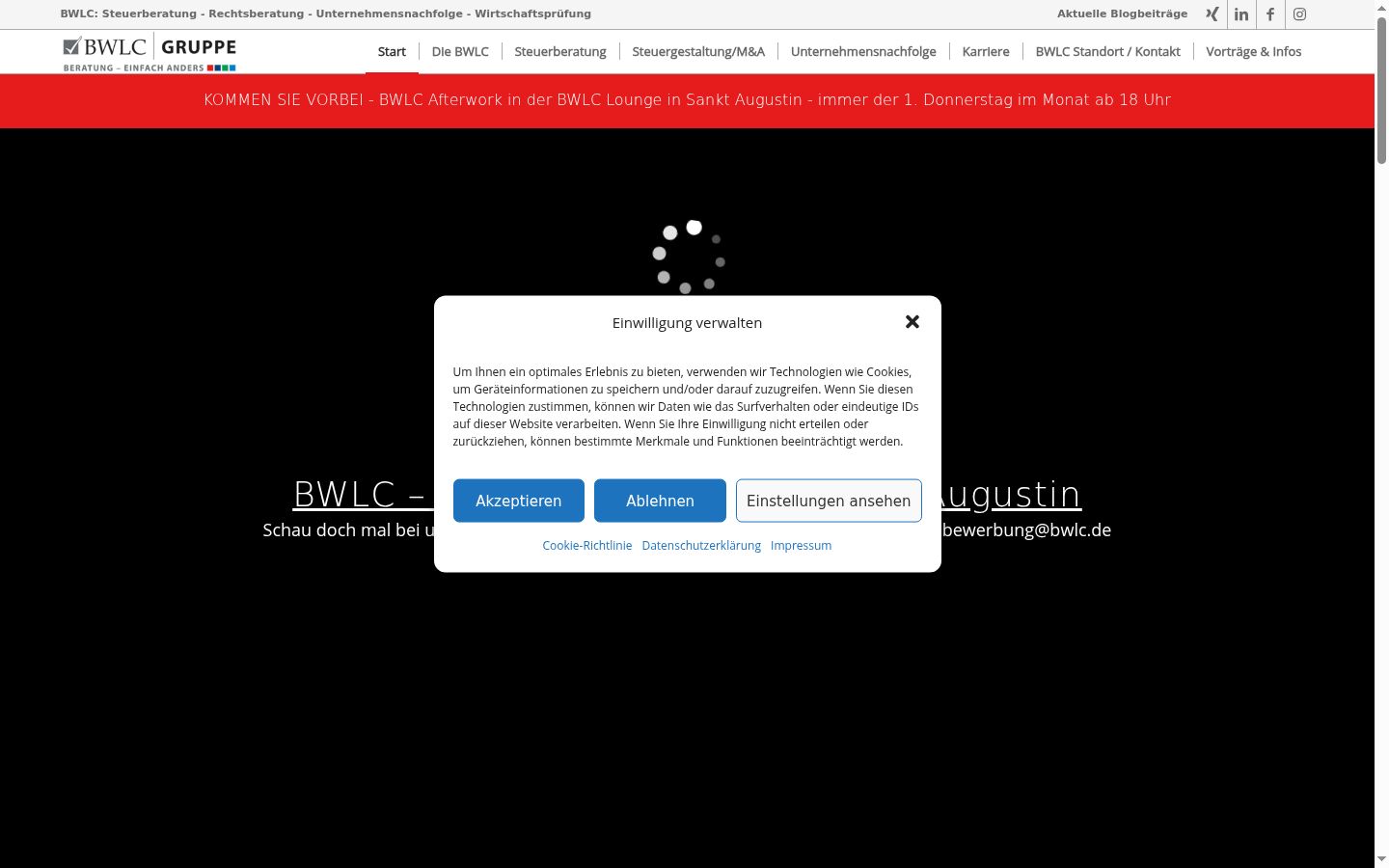 Captură de ecran a bannerului de consimțământ afișat înainte de orice interacțiune