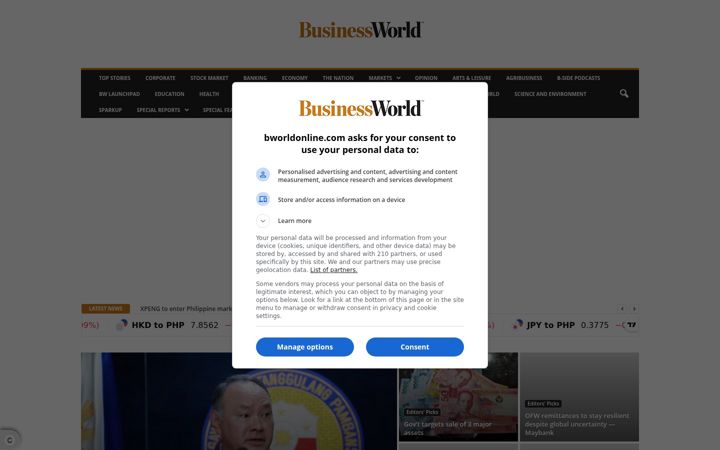 Snímek obrazovky bworldonline.com