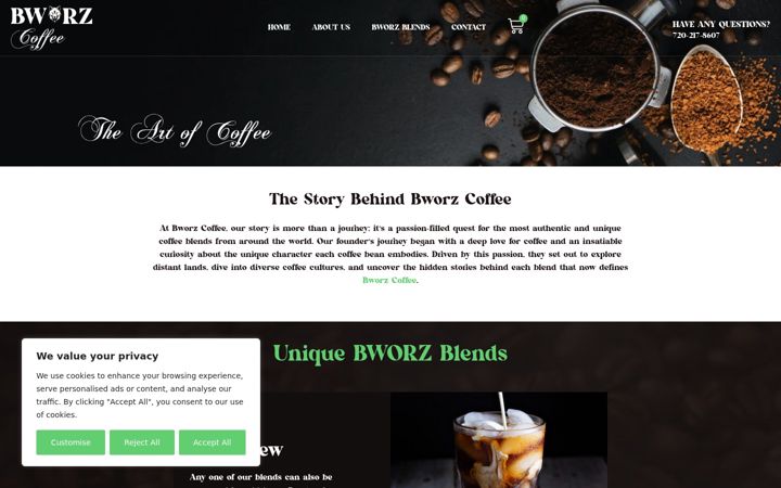 Screenshot of bworzcoffee.com