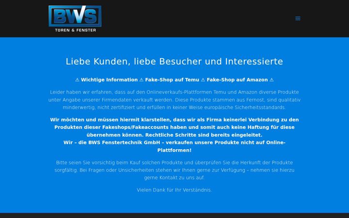 Screenshot of bws-fenstertechnik.de