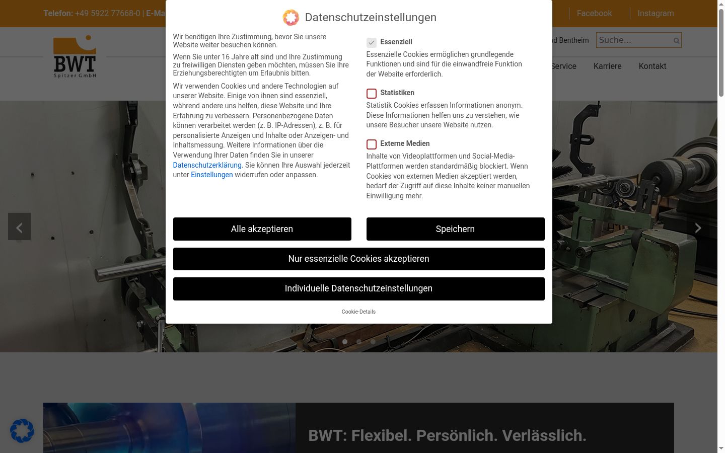 Screenshot del banner di consenso mostrato prima di qualsiasi interazione