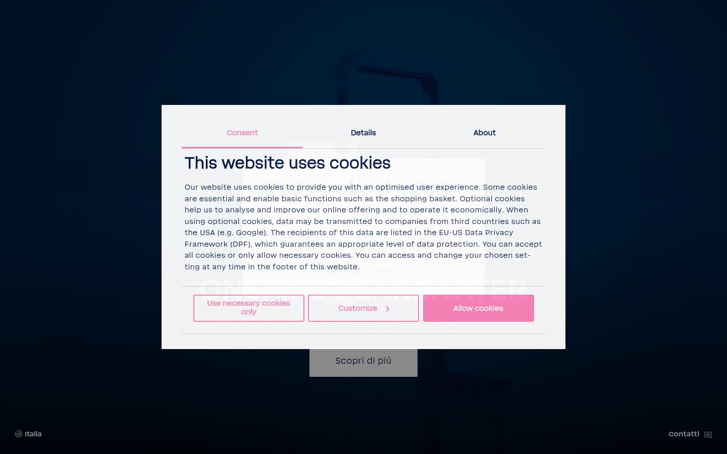 Screenshot of the consent banner shown before any interaction