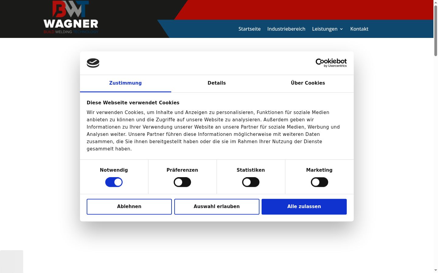 Screenshot del banner di consenso mostrato prima di qualsiasi interazione