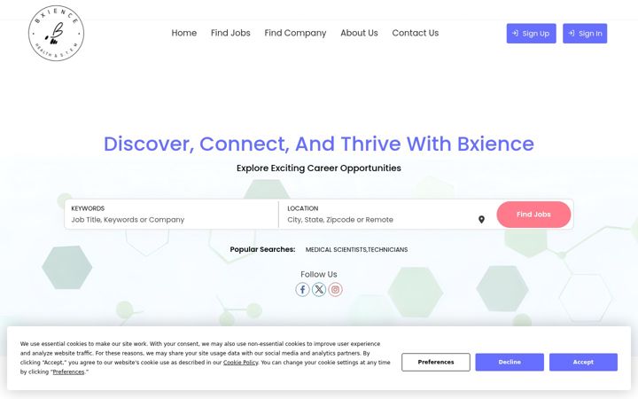 Screenshot van bxience.com