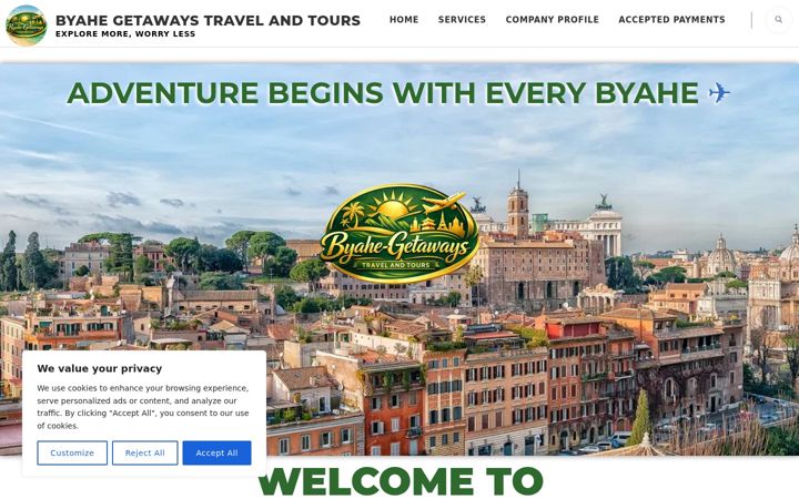 Screenshot of byahegetaways.com