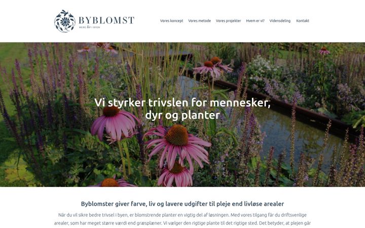 Screenshot stránky byblomst.dk