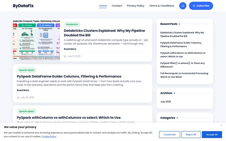 Screenshot of bydatafix.com