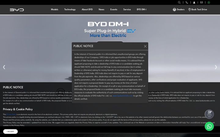 Screenshot van bydautoindia.com