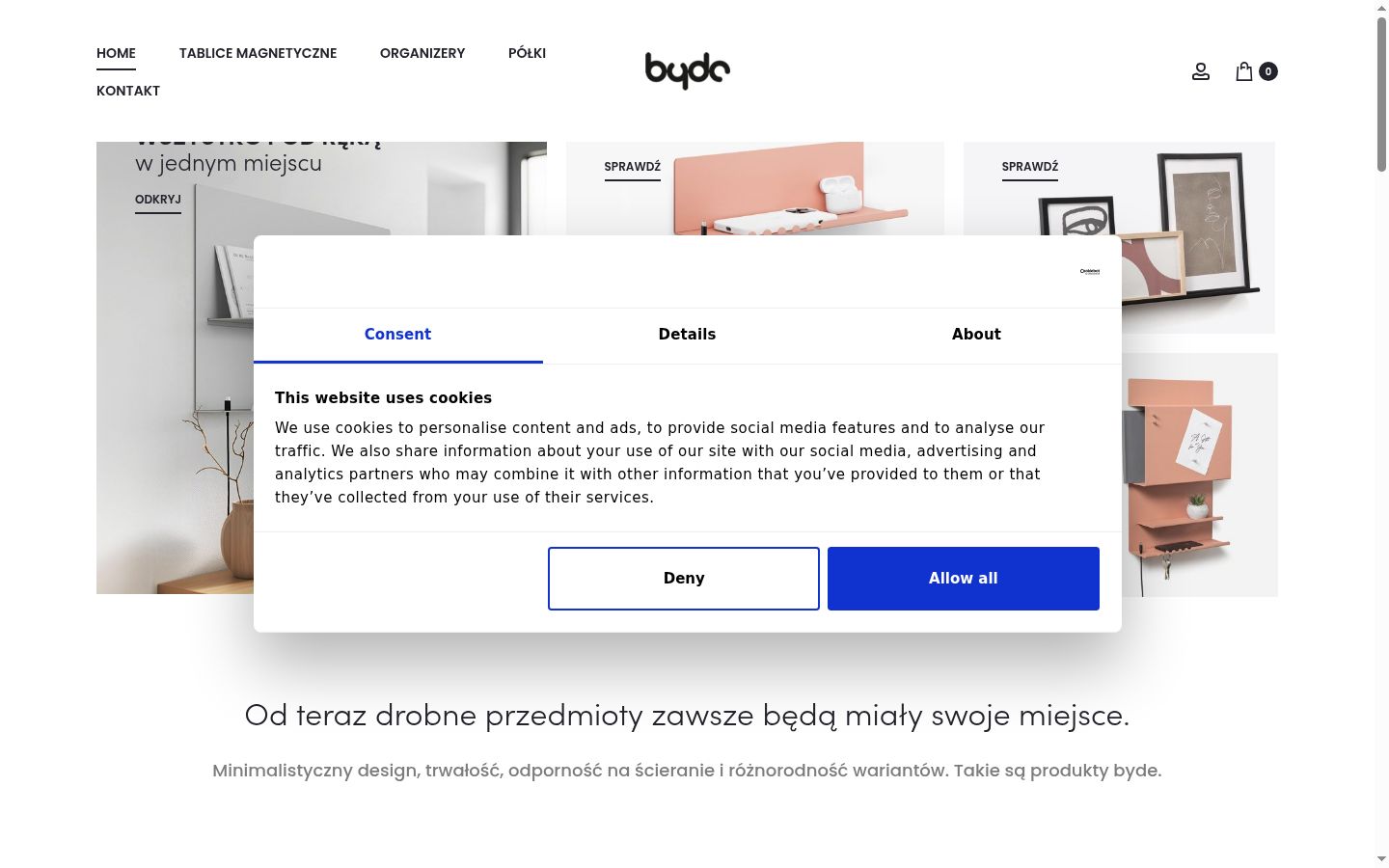 Snímka obrazovky banera súhlasu zobrazeného pred akoukoľvek interakciou