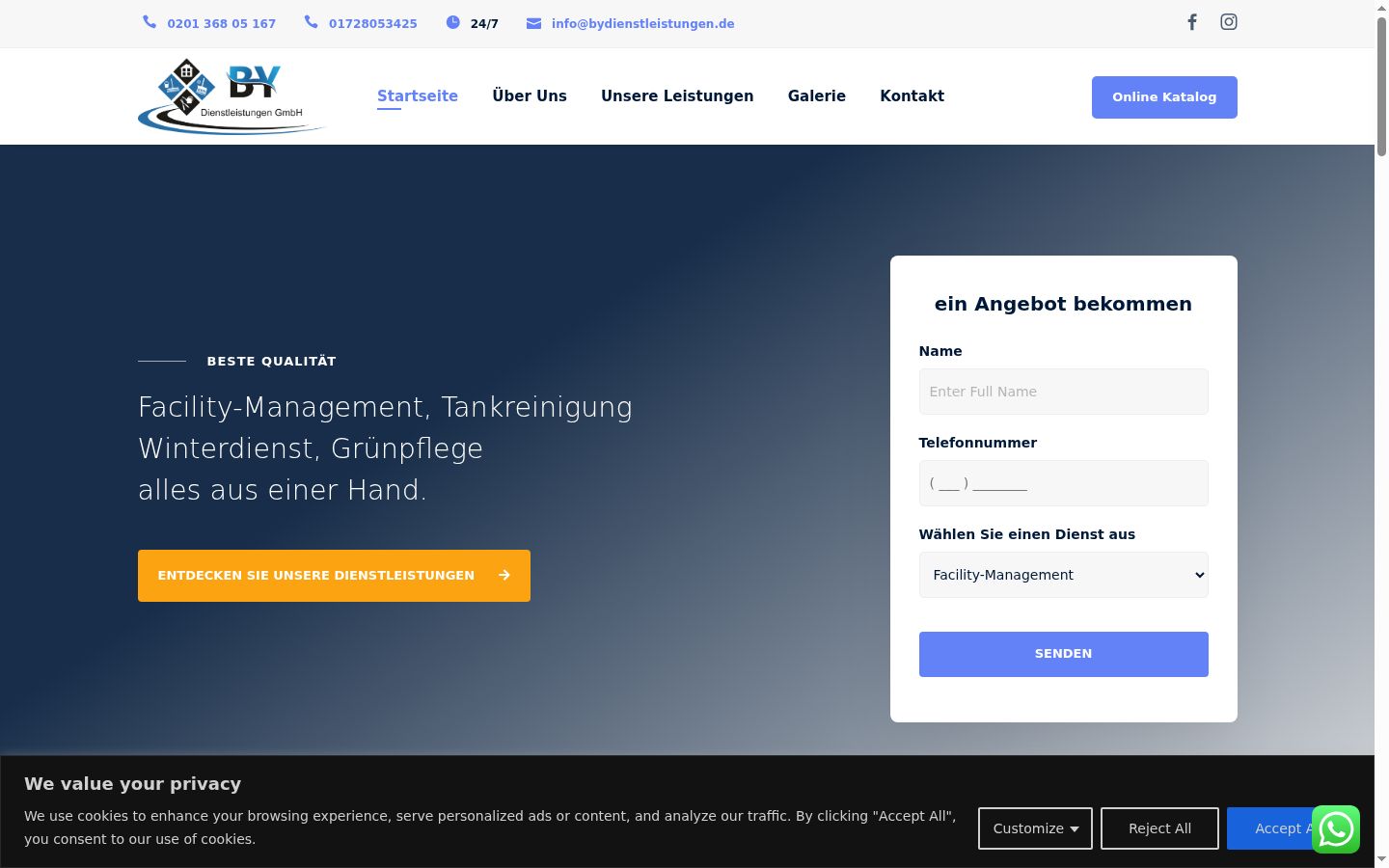 Screenshot of the consent banner shown before any interaction