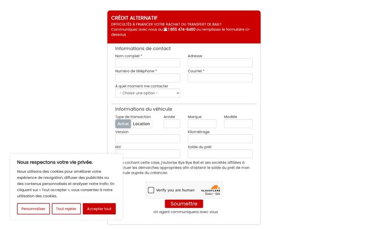 Screenshot of byebyebailcredit.ca