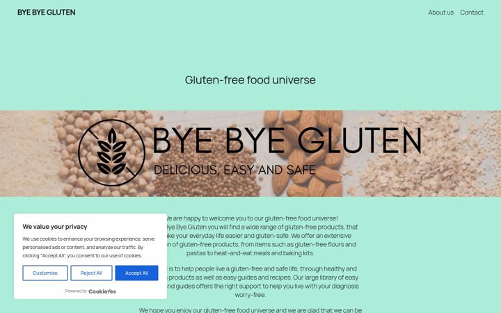 Screenshot of byebyegluten.no