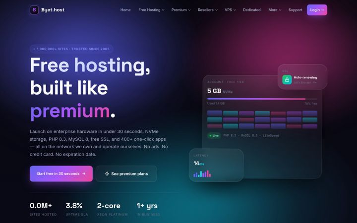 Screenshot of byet.host