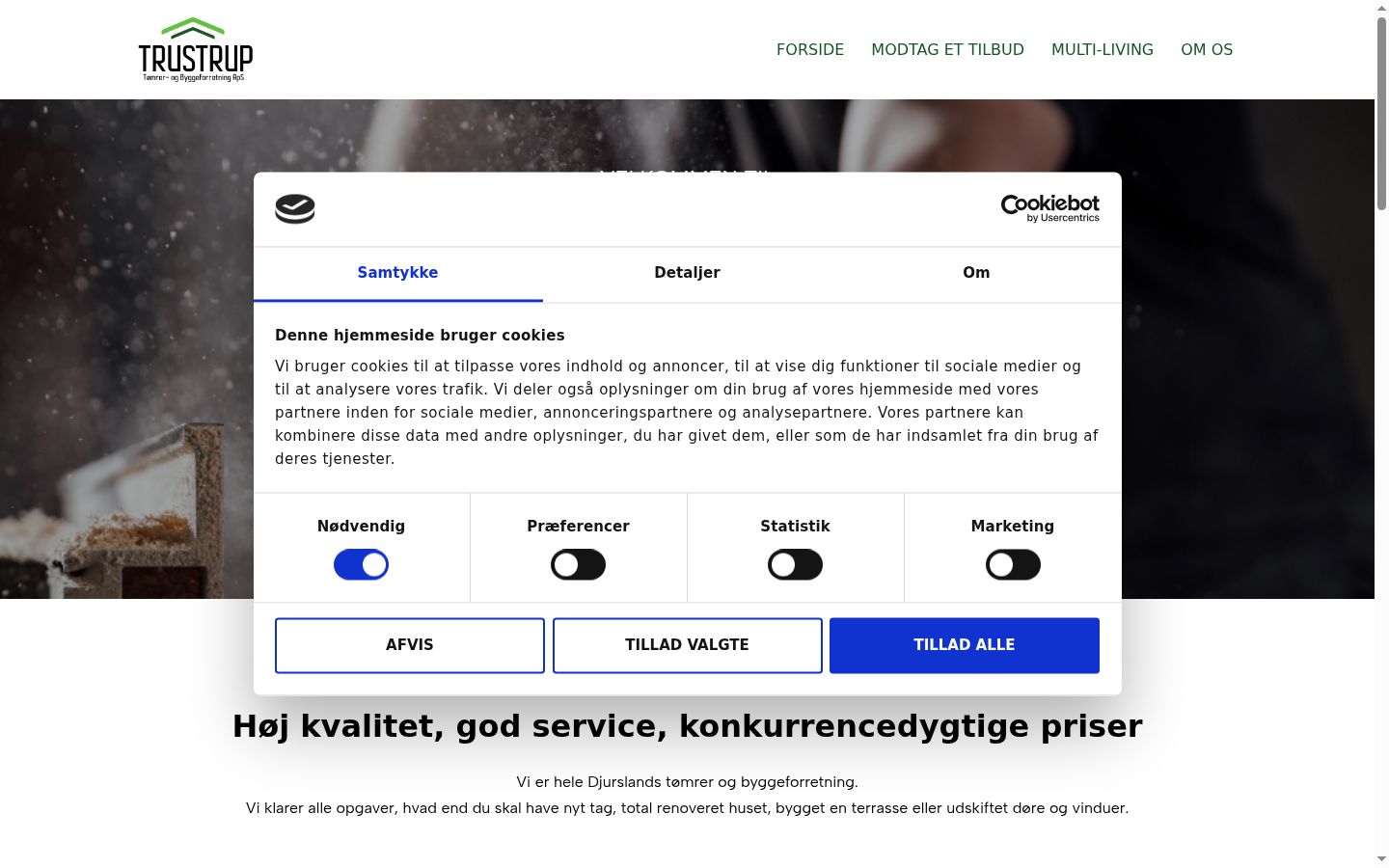 Screenshot des Einwilligungsbanners vor jeglicher Interaktion