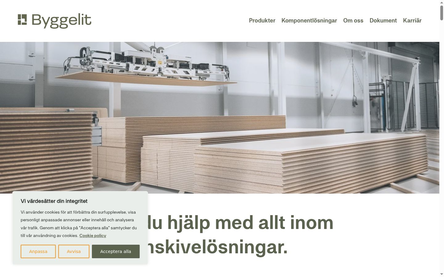 Skärmbild av samtyckesbannern som visades före någon interaktion