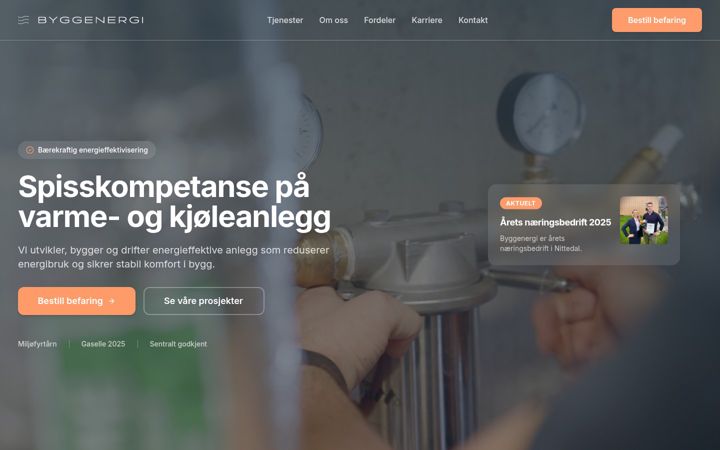 Snimka zaslona za byggenergi.no