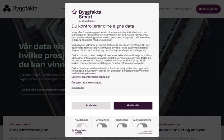Screenshot of byggfakta.no