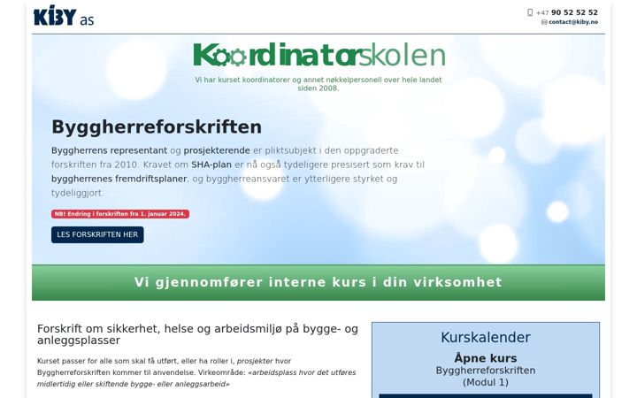 Screenshot of byggherreforskriften.no