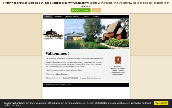 Screenshot of bygghyttan.com