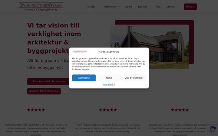 Skærmbillede af byggingenjorsbyran.se
