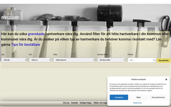 Screenshot of bygglio.com