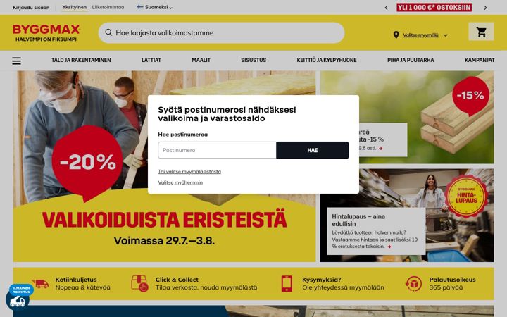 Screenshot of byggmax.fi