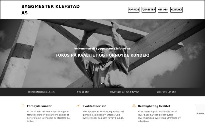 Screenshot von byggmesterklefstad.no